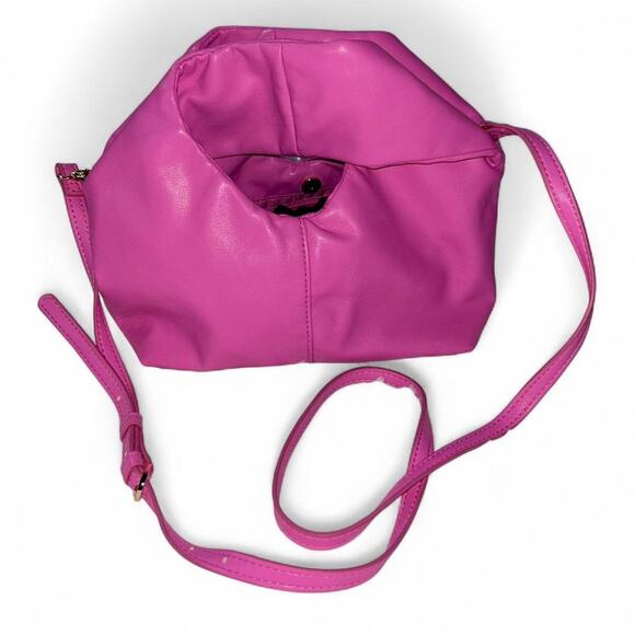 Barbie Pink Faux Leather Hobo Mini Bag Detachable Strap Two Way Crossbody Preppy - Picture 2 of 8